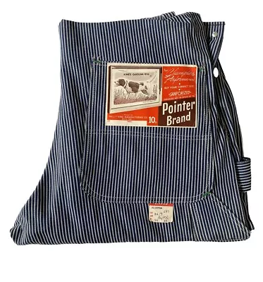 Vtg NOS Pointer Hickory Stripe Overalls 34x29 Sanforized 10oz Railroad 60s 70s • $135