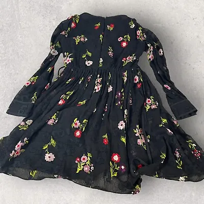 Kate Spade Dress New York Size 0 Floral Silk Blend Tassels Long-Sleeve Mini 30 • $29.95