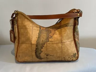 $45 • Buy ALVIERO MARTINI 1st C.Fabric & Leather Women Shoulder/hand Bag Map Print P.C