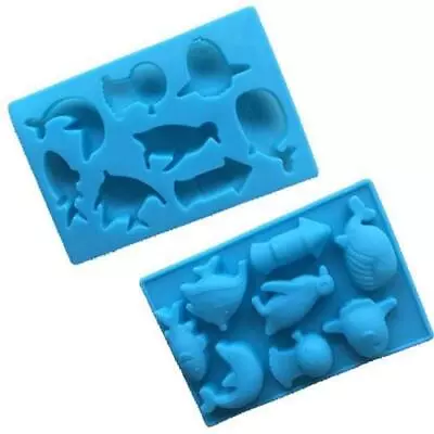 8 Ocean Fish Penguin Dolphin Whale Silicone Mould Chocolate Jelly Ice Cube Mold • £2.37