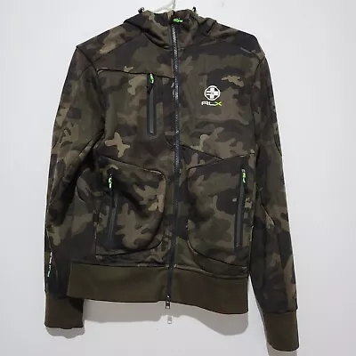 RLX RALPH LAUREN Men's Full Zip Hooded Lined Jacket Golf Camo Green Size M • $67.89