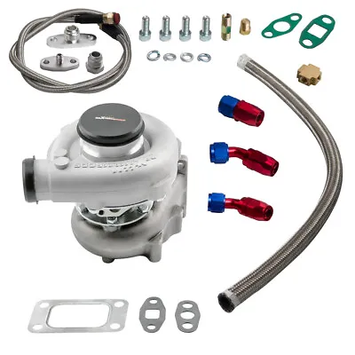 T04E T3/T4 A/R.63 400+HP STAGE III Turbocharger+Oil Return Feed Line Kit • $145.97