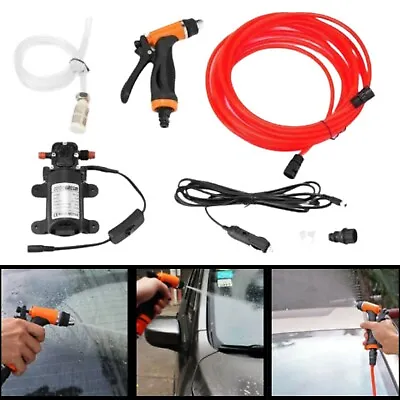 12V High Pressure Portable Car Washer Water Pump Kit Sprayer Cleaner Hose Van • £16.41