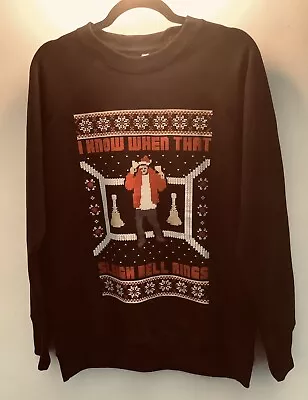 Mens Novelty Black Christmas Sweatshirt  Men’s Funny  Xmas Logo Size Large • £15