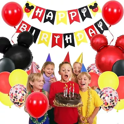 1st Birthday Cartoon Mouse Decorations - Banners Balloons Door Hanger Crown.. • $10
