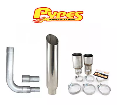 8  Miter Cut Single Stack Stainless Pypes Exhaust Kit For Chevy 2500 3500 Diesel • $360.36