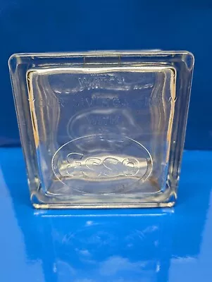 Vintage ESSO Gas Oil Station Promo Glass Block Coin Bank Embossed Logo 2 Sided • $16.95