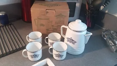 $60 • Buy Vintage Coleman Enamelware  Sunshine Of The Night  Percolator Coffee  + Cups
