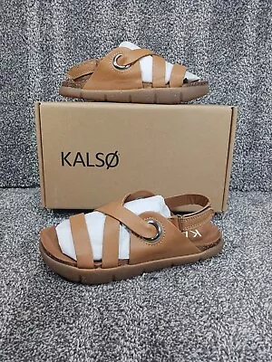 New Kalso Earth Dalyla Sz 7 / 37.5 Brown Cognac Leather Strappy Sandal Shoe Vtg  • $118.99