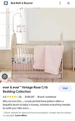 Vintage Rose Crib 3 Pc Set • $100