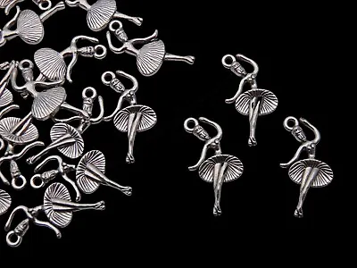 10 Pcs - 25mm Tibetan Silver Ballerina Charms Girls Dance Jewellery Ballet F173 • £2.19