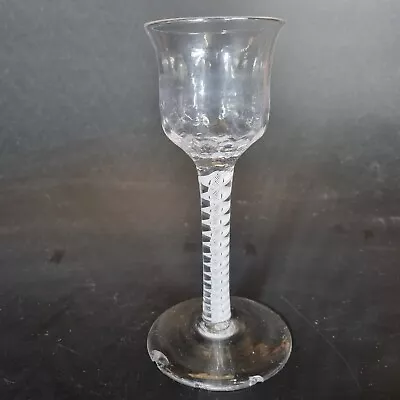 Antique 18th Century Wine Glass With Double Series Opaque Twist Stem 14.5cm High • £195