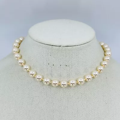 Cookie Lee Faux Pearl Necklace Cream Beige Hand Knotted 9mm 15 -22  Jewelry • $8.46