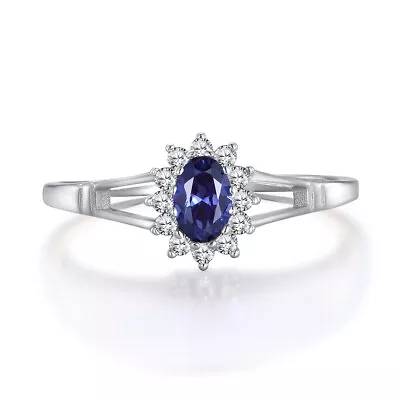 Ladies Sterling 925 Silver Tanzanite And White Sapphire Cluster Ring Size K To U • £13.45