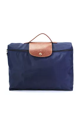 Longchamp Paris Women's Zip Closure Leather Trim Le Pliage Top Handle Handbag Bl • $69.99