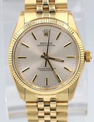 Mens Rolex Oyster Perpetual Date 1005 14K Gold 34mm Automatic Watch  Stick Dial • $9999.11