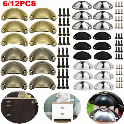 £5.79 • Buy 6/12Pcs Cup Pull Shell Handles Half Moon Kitchen Cupboard Cabinet Door Drawer UK