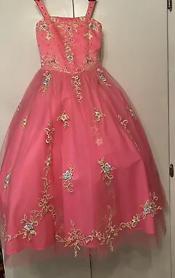 Perfect Angel Hot Pink Stunning Girls Pageant Gown Dress Sz 4 Rachel Allan & Bag • $50