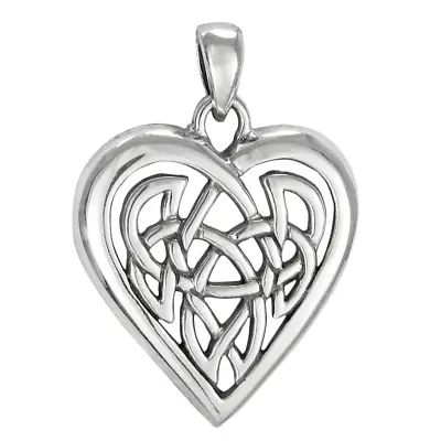 Sterling Silver Celtic Love Knot Heart Pendant - Irish Knotwork Romatic Jewelry • $24.99