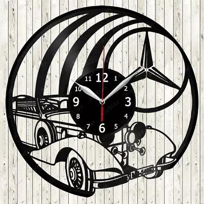 Mercedes Retro Car Vinyl Record Wall Clock Decor Handmade 2382 • $24.98