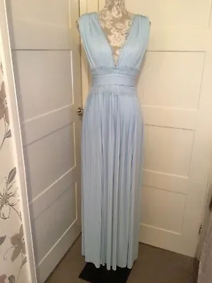BNWT Asos Baby Blue V Neck And Back Prom Bridesmaid Occassion Dress 12 • £7.50