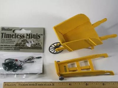 5-piece LOT Dollhouse Miniature Wood Yellow Wheelbarrow Dolly Garden Tools 1:12 • $17.99