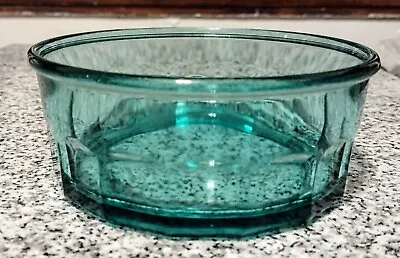 Vintage Arcoroc Teal/Aqua Paneled Glass Serving Bowl Made In France 5.5  Round  • $24.99