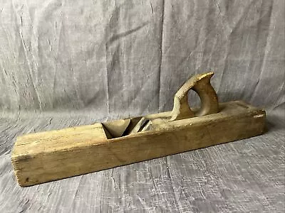 Unmarked Primitive Antique Wooden Hand Plane Body Planer 22  X 3-1/4” All Wood • $5.96
