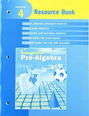 MCDOUGAL LITTELL PRE-ALGEBRA: RESOURCE BOOK CHAPTER 4 *Excellent Condition* • $55.95