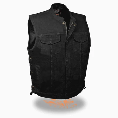 $54.99 • Buy Milwaukee Leather Men's Side Lace Denim Club Style Vest W/ Hidden Zipper*MDM3002