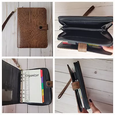 Vintage Faux Leather Ring Binder Organizer Planner Wallet With Date Free Inserts • $34.99