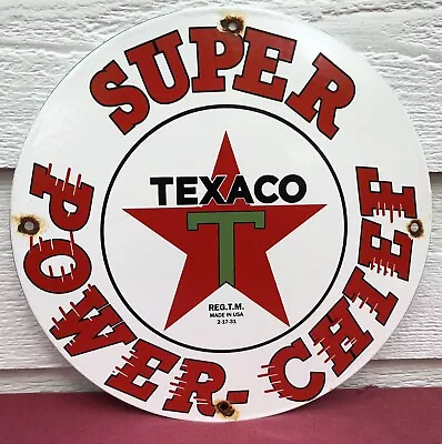 Vintage 1931 Dated Texaco Super Power Chief Gasoline Gas Oil Porcelain Sign • $29.99