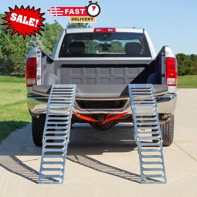 Tri-Fold Loading Ramp Steel Motorcycle ATV/UTV Quad Lawn Mower Truck 500 Lbs US • $100.46