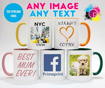 Personalised Custom Text And Photo Coloured Inside Mug Coffee Cup Printed Gifts • £8