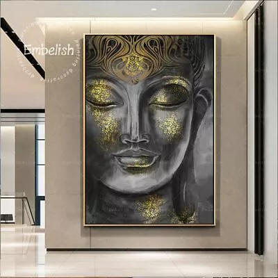 Modern Golden Buddha Statue Canvas Wall Art Religious Meditation Poster Decor • $9.50