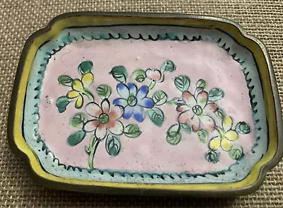 Copper & Enamel Decorative Plate - Vintage/Antique? Floral VTG - FREE SHIPPING! • $10.99