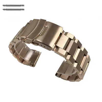 Rose Gold Stainless Steel Metal Watch Band Strap Double Locking Buckle #5000RG • $19.95