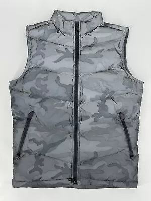 Peter Millar Crown Ski Vest Men's Small Apres Puffer Iron Reflective Camo Gray • $149.99