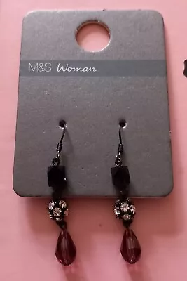 M&S Black And Purple Dangle Earrings • £5.99