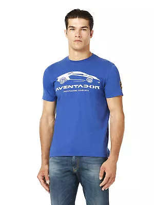 NEW GENUINE Lamborghini Automobili Mens Aventador Cobalt Blue T-Shirt MED LT11 • £14.95