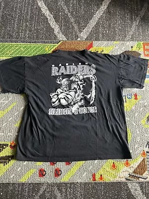 Vintage Oakland Raiders 90s NFL Strength And Honor Black Shirt 2xl • $28.35