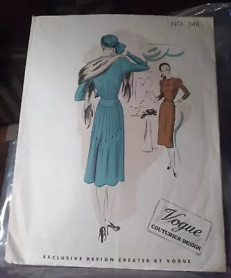  1940's Vintage Vogue Couturier Design Pattern #348 With Label. Sz 20 • $46