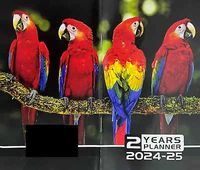 2024-2025 2-Year 2YR Monthly Pocket Planner Calendar Diary Parrots Tropics Birds • $3.99