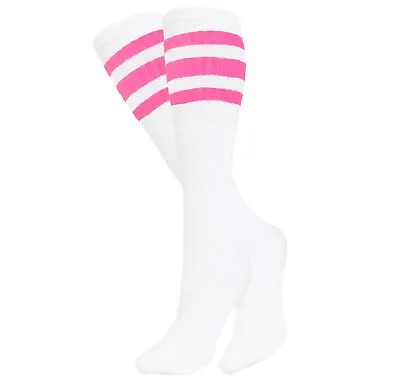 4 Pairs Tube Socks Striped 22 Inches Long Socks Old School Cotton Socks • $14.45