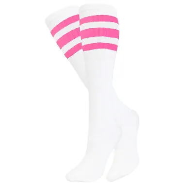 4 Pk Tube Socks Striped 22 Inches Long Socks Old School Cotton Socks 10 COLORS • $14.95