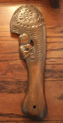 Hand Carved Wooden Maori Club With Abalone Inlaid Eyes • $39.99