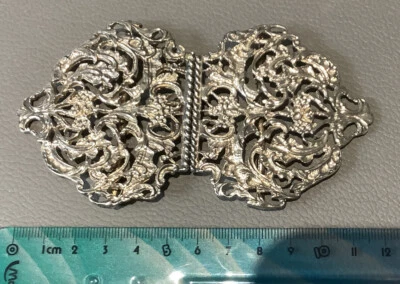 £14.99 • Buy Large Vintage Silver Plated Nurse Belt Buckle - Floral Pierced