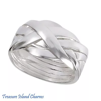 Solid 925 Sterling Silver 6-Piece 6-Band Braid Puzzle Ring Size 6789101112 • $32.95