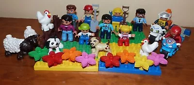 Lego Duplo Base Plates  10 Figures 6 Animals 2 Motorbikes  Vy Good Condition • $39.95