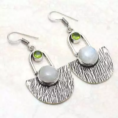 Rainbow Moonstone Peridot Drop Dangle Earrings Jewelry Gift For Her2  AE-14111 • $3.99